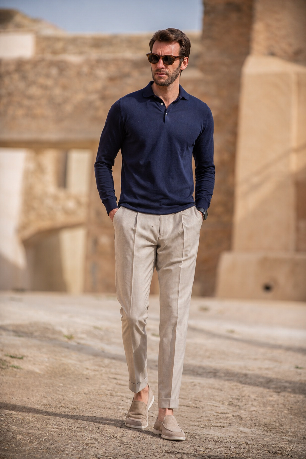 Arlo Long Sleeve Polo - 100% cotton