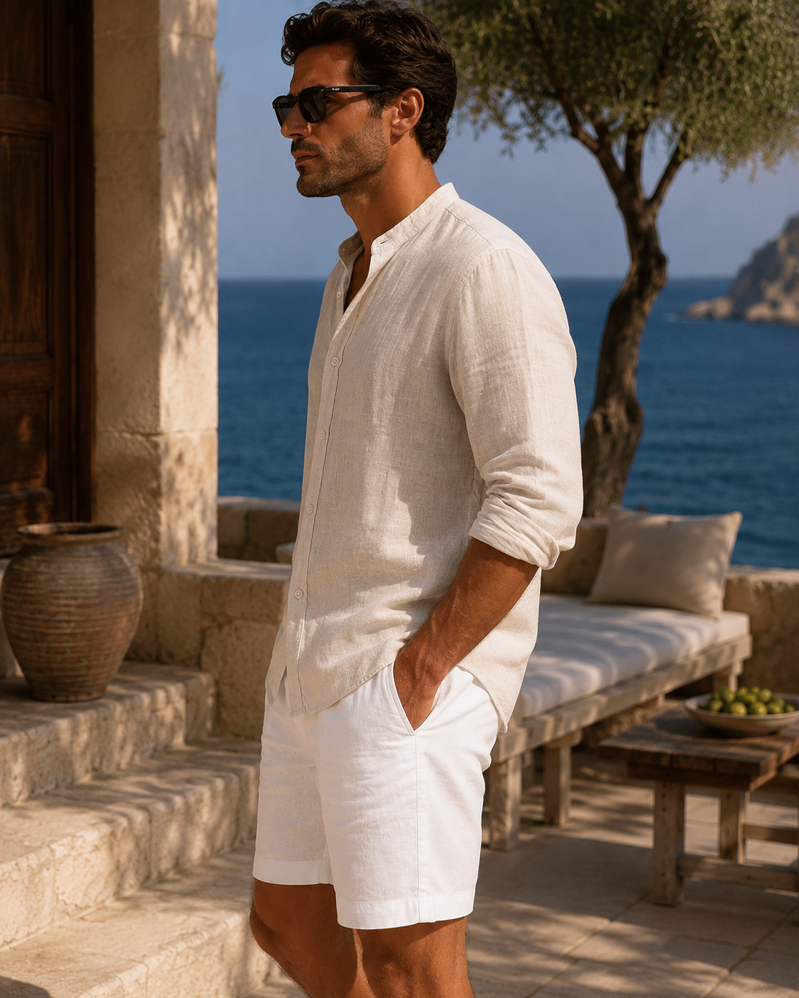 Porto Mandarin Linen Shirt